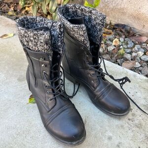 Black combat boots